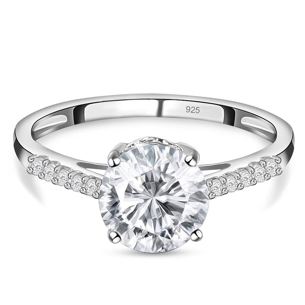 Moissanite Ring in Platinum Overlay Sterling Silver 2.287 Ct.