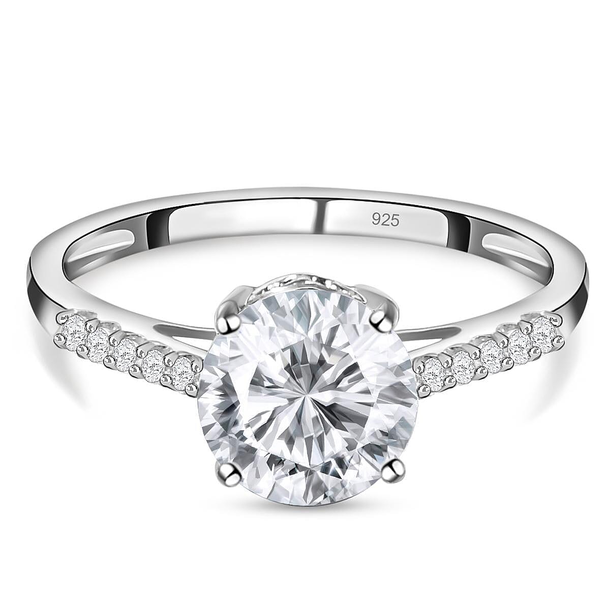 Moissanite Ring in Platinum Overlay Sterling Silver 2.287 Ct. 7189856 0