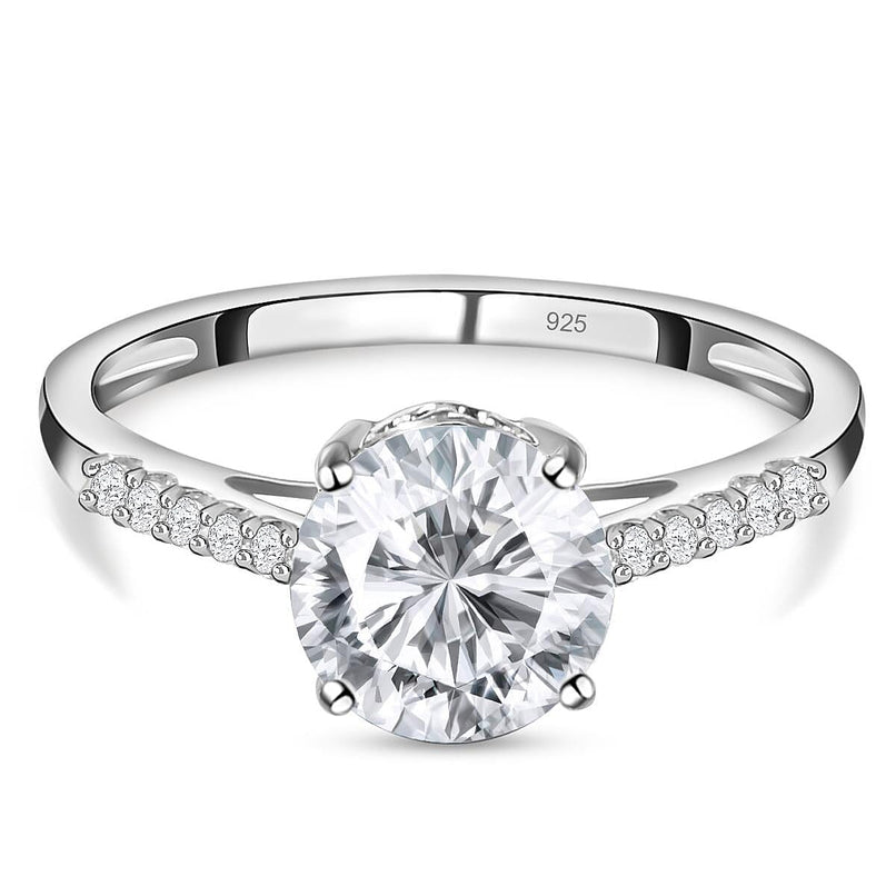 Moissanite Ring in Platinum Overlay Sterling Silver 2.287 Ct.