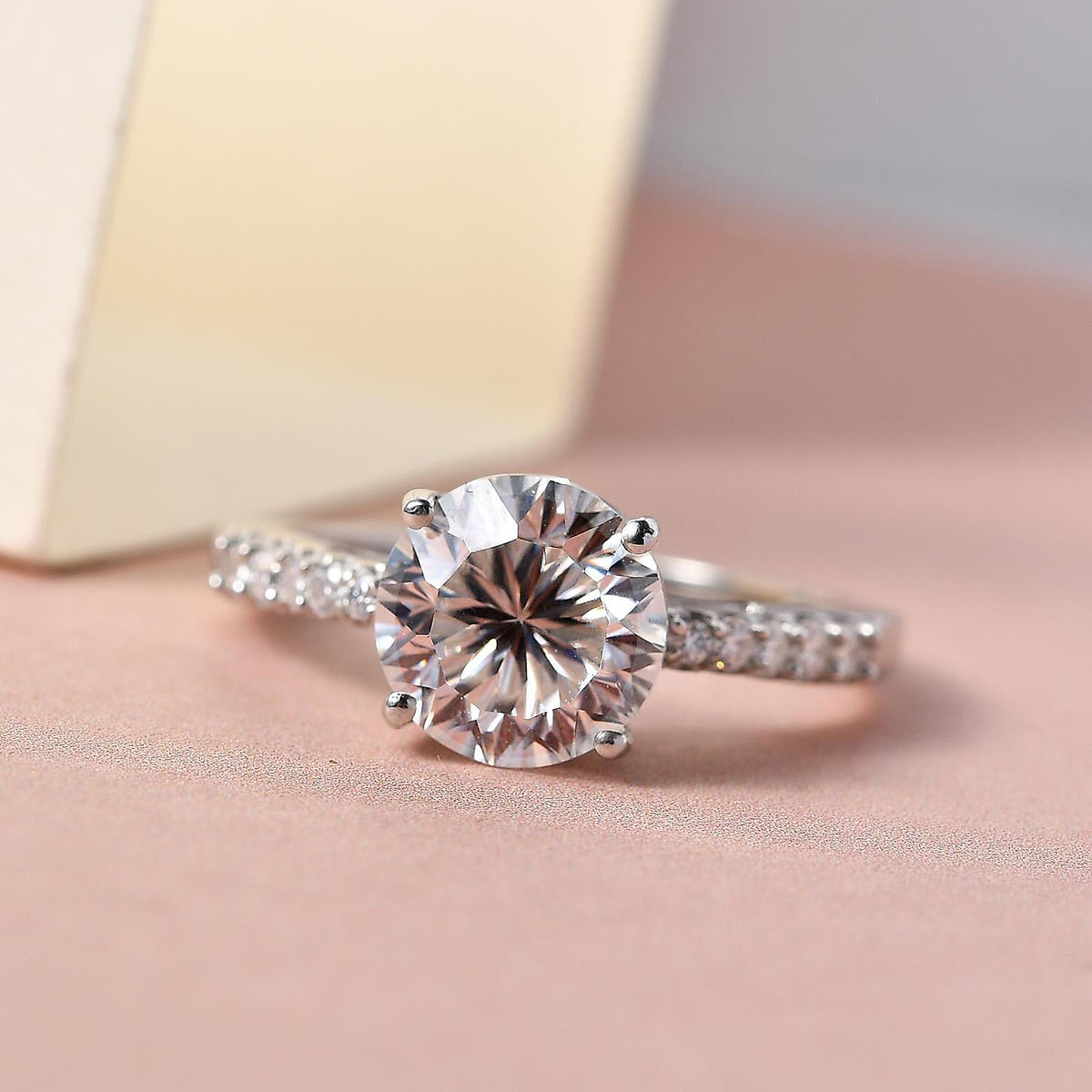 Moissanite Ring in Platinum Overlay Sterling Silver 2.287 Ct. 7189856 2