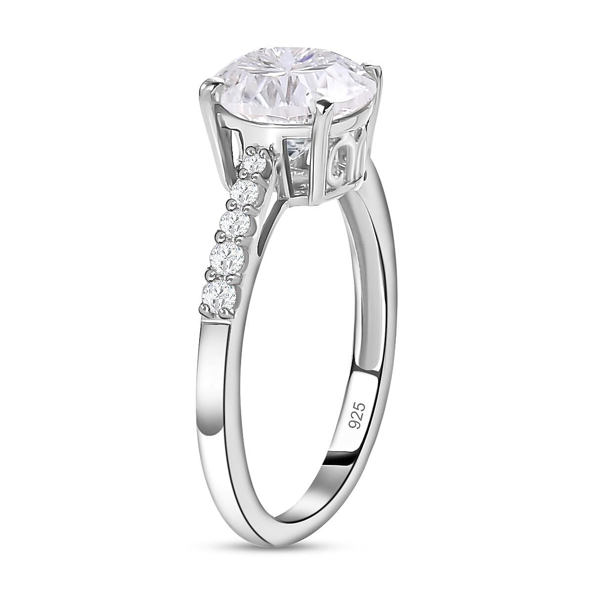 Moissanite Ring in Platinum Overlay Sterling Silver 2.287 Ct. 7189856 4