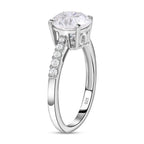 Moissanite Ring in Platinum Overlay Sterling Silver 2.287 Ct.