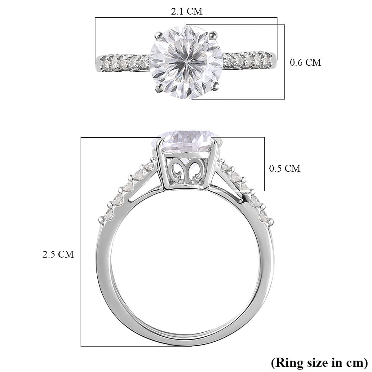 Moissanite Ring in Platinum Overlay Sterling Silver 2.287 Ct. 7189856 6