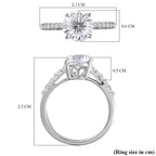 Moissanite Ring in Platinum Overlay Sterling Silver 2.287 Ct.