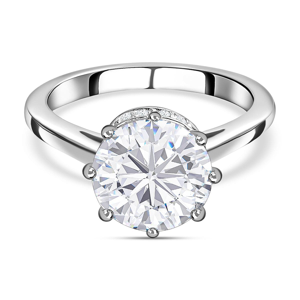 Moissanite Ring in Platinum Overlay Sterling Silver 2.35 Ct 7266409 1