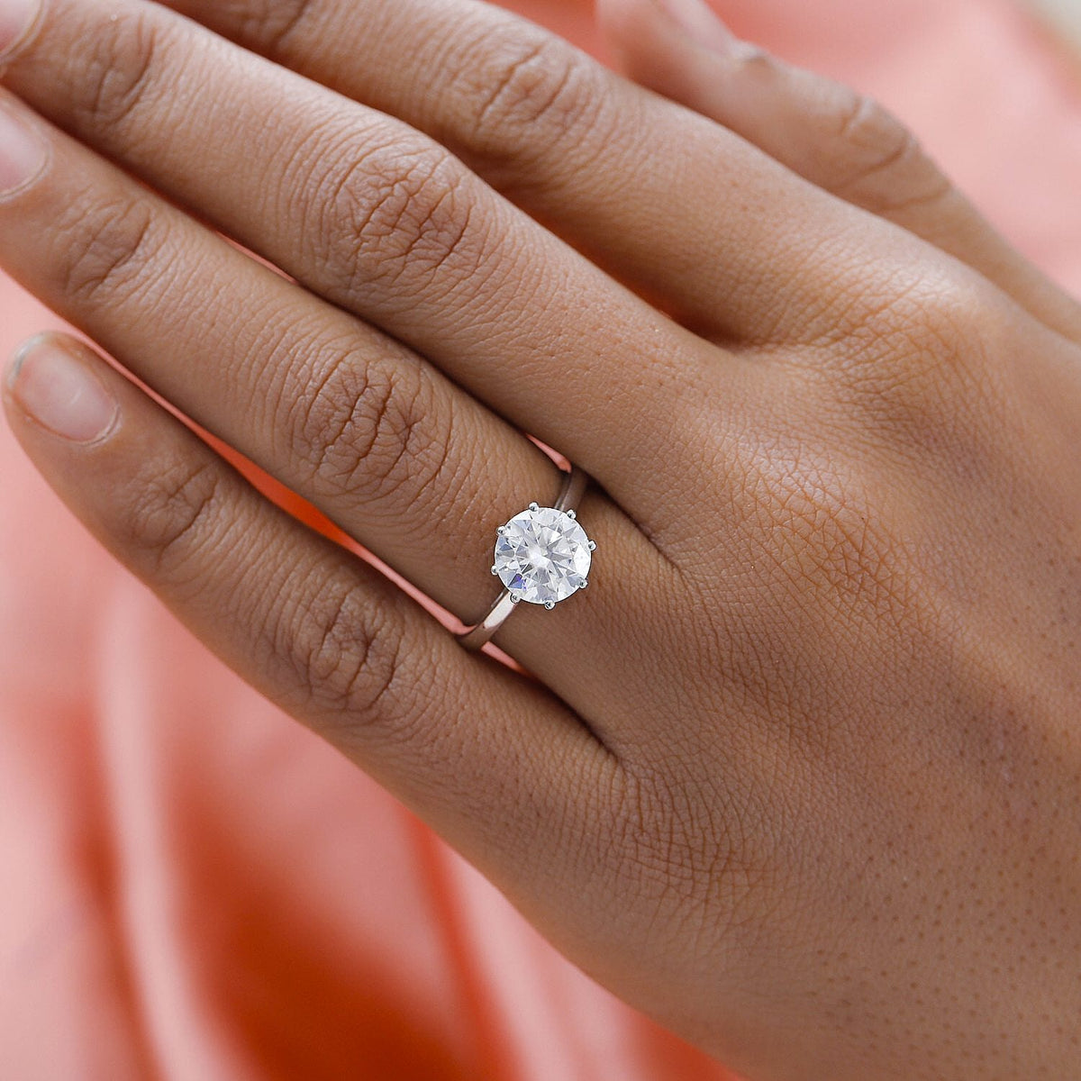 Moissanite Ring in Platinum Overlay Sterling Silver 2.35 Ct 7266409 5