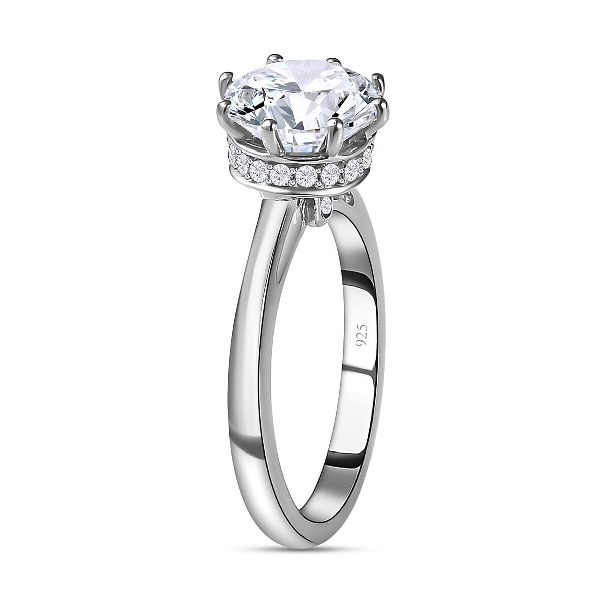 Moissanite Ring in Platinum Overlay Sterling Silver 2.35 Ct 7266409 7