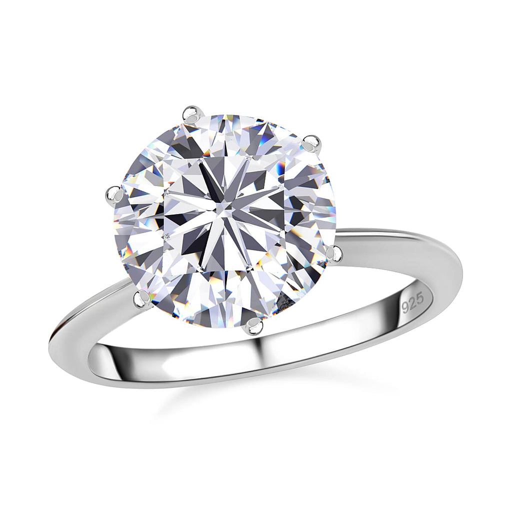 Moissanite Ring in Platinum Overlay Sterling Silver 3.41 Ct.