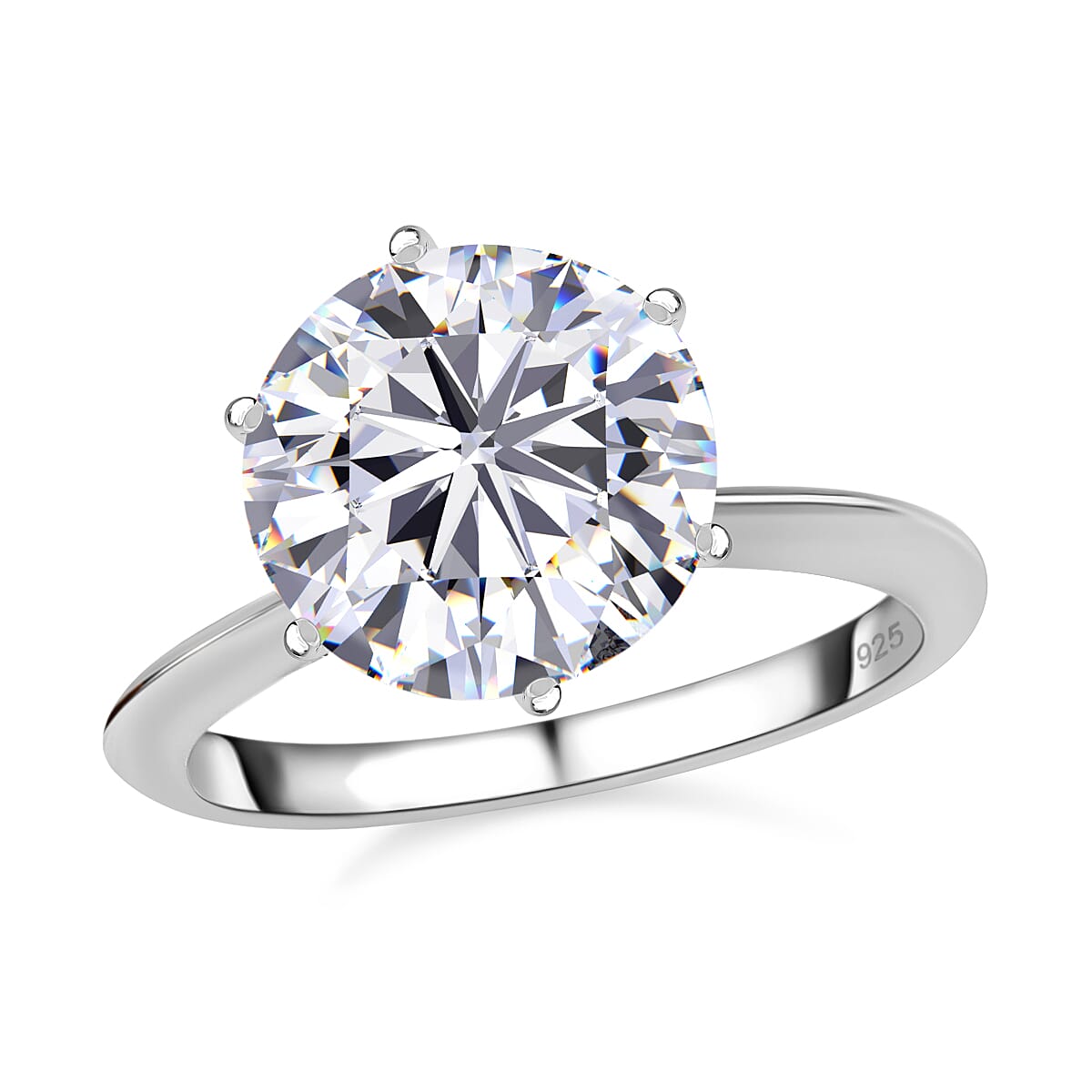 Moissanite Ring in Platinum Overlay Sterling Silver 3.41 Ct. 7519392 0