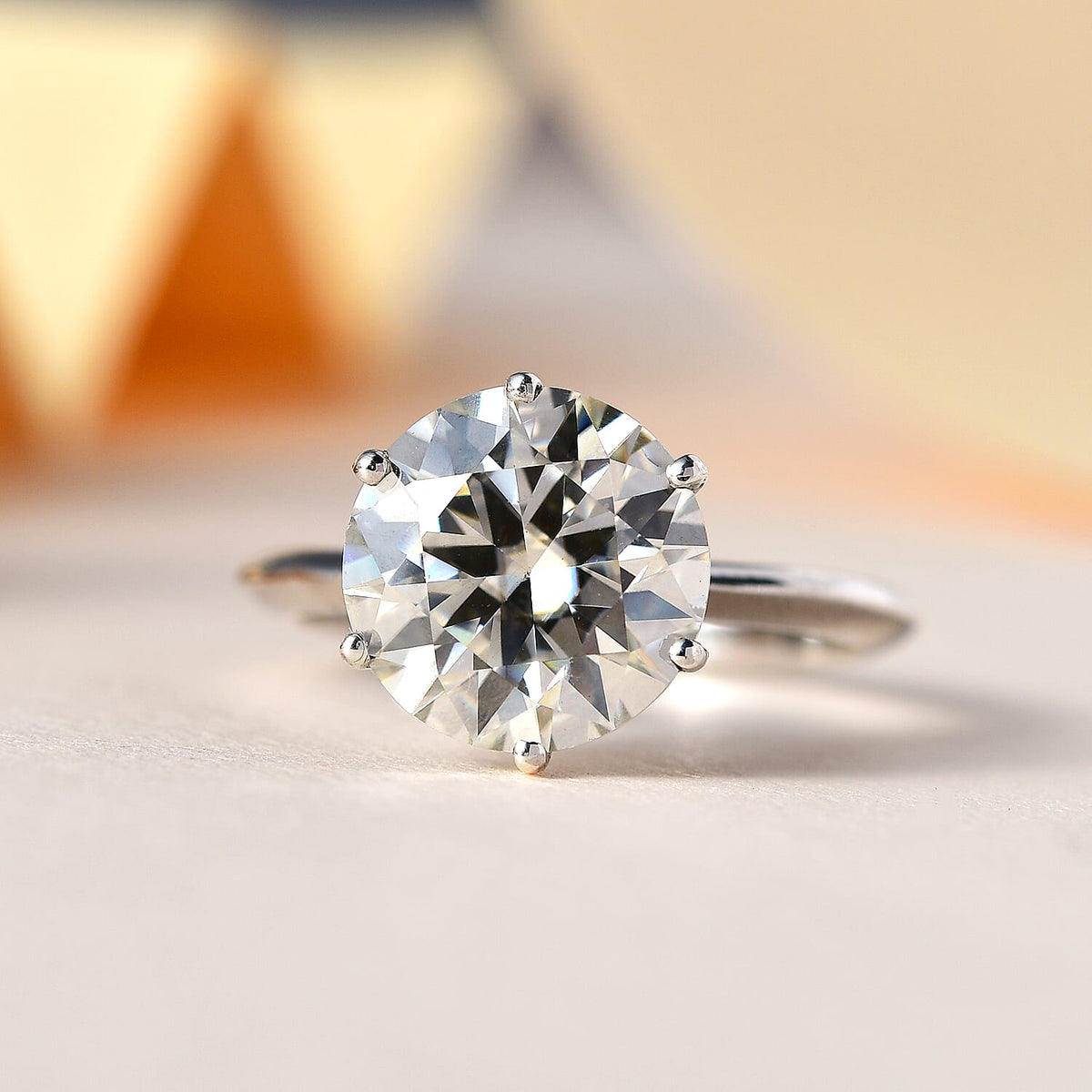 Moissanite Ring in Platinum Overlay Sterling Silver 3.41 Ct. 7519392 1