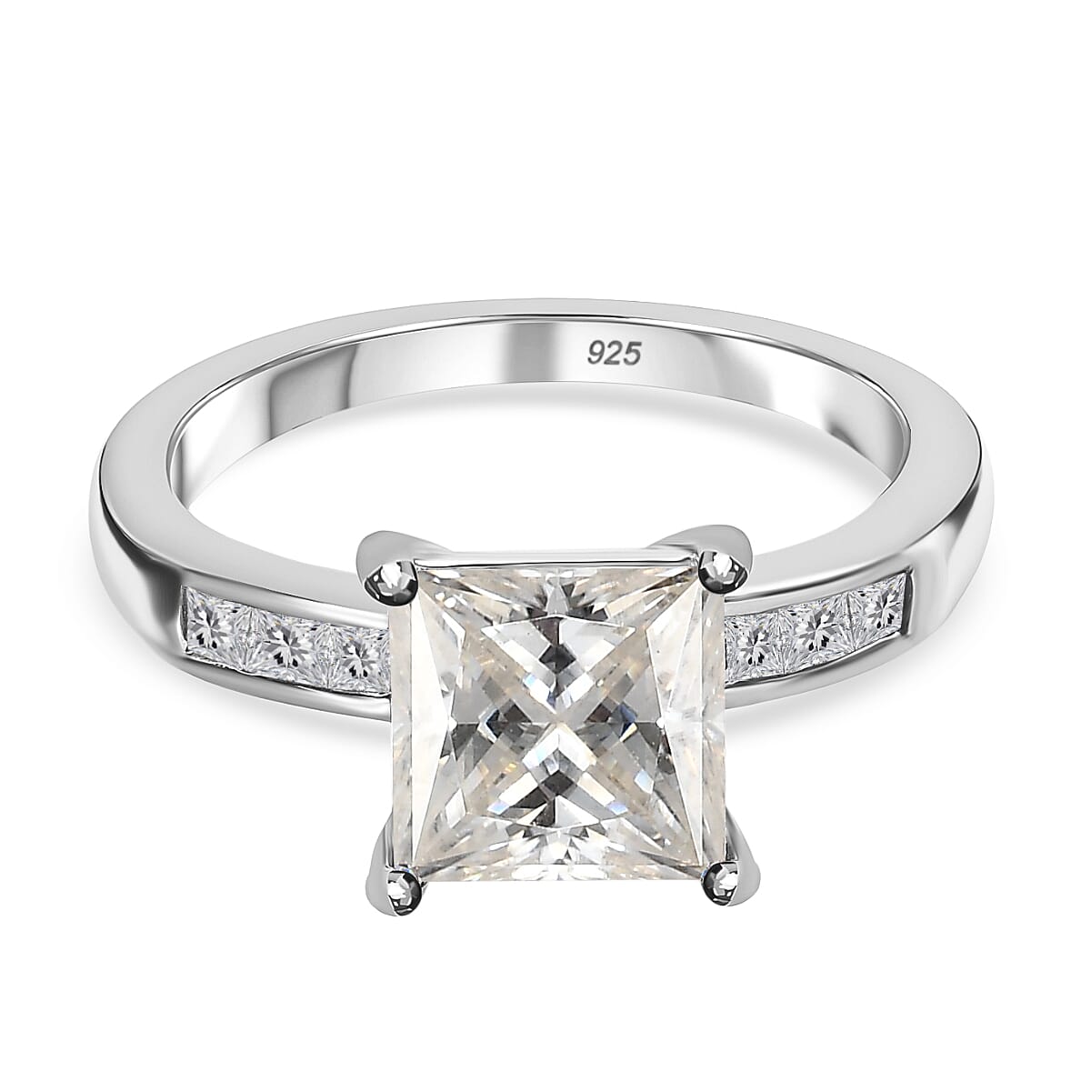 Moissanite Ring in Platinum Overlay Sterling Silver 3.00 Ct. 7322292 1