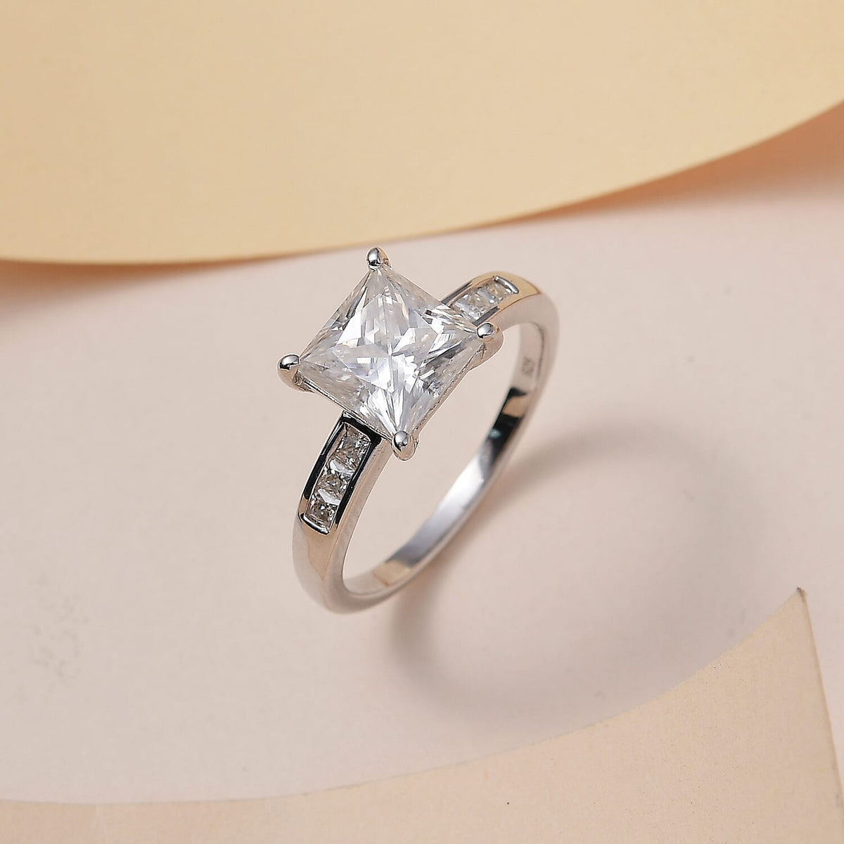Moissanite Ring in Platinum Overlay Sterling Silver 3.00 Ct. 7322292 3