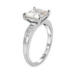 Moissanite Ring in Platinum Overlay Sterling Silver 3.00 Ct.