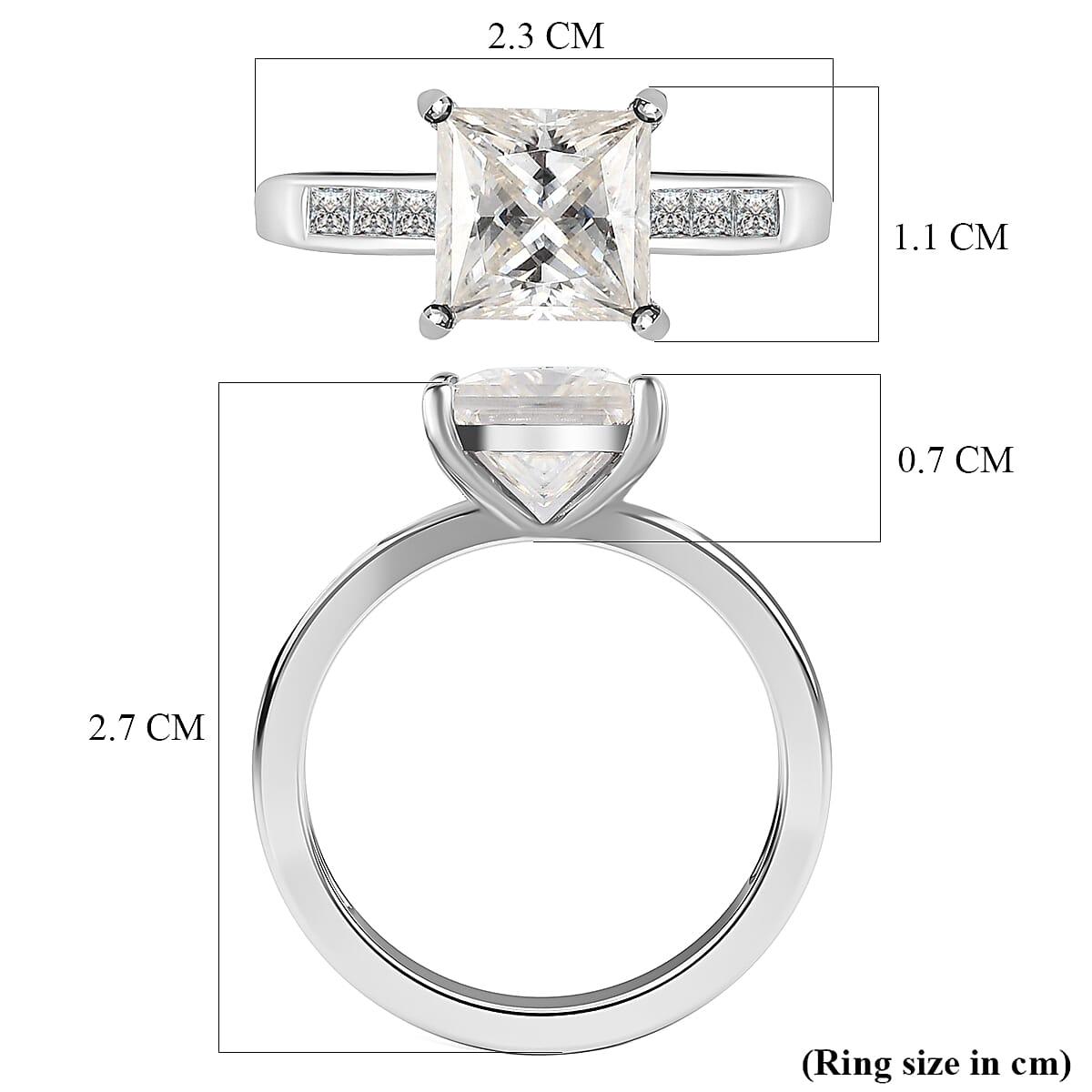 Moissanite Ring in Platinum Overlay Sterling Silver 3.00 Ct. 7322292 11