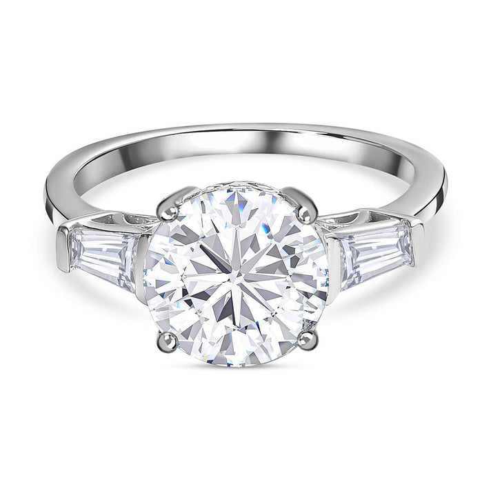 Round Cut Moissanite Art Deco Ring in Platinum Overlay Sterling Silver 3.34 Ct. 7267582 1