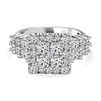 Moissanite Boat Ring in Platinum Overlay Sterling Silver 2.04 Ct