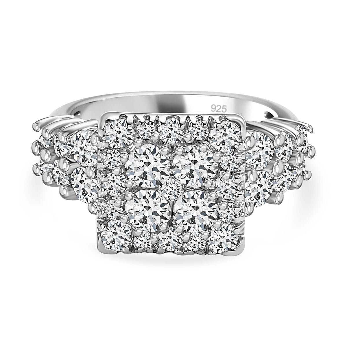 Moissanite Boat Ring in Platinum Overlay Sterling Silver 2.04 Ct 7573383 0