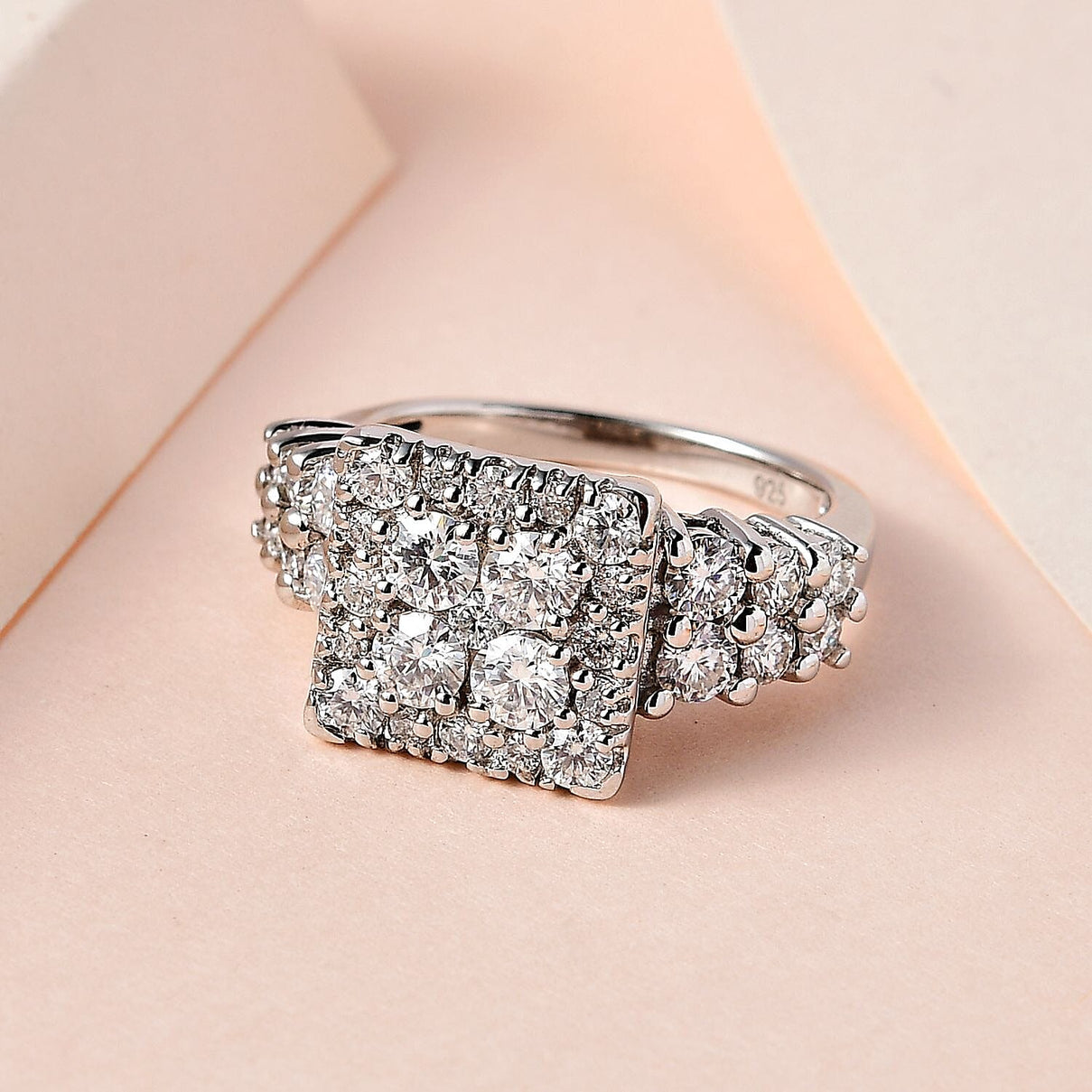 Moissanite Boat Ring in Platinum Overlay Sterling Silver 2.04 Ct 7573383 1
