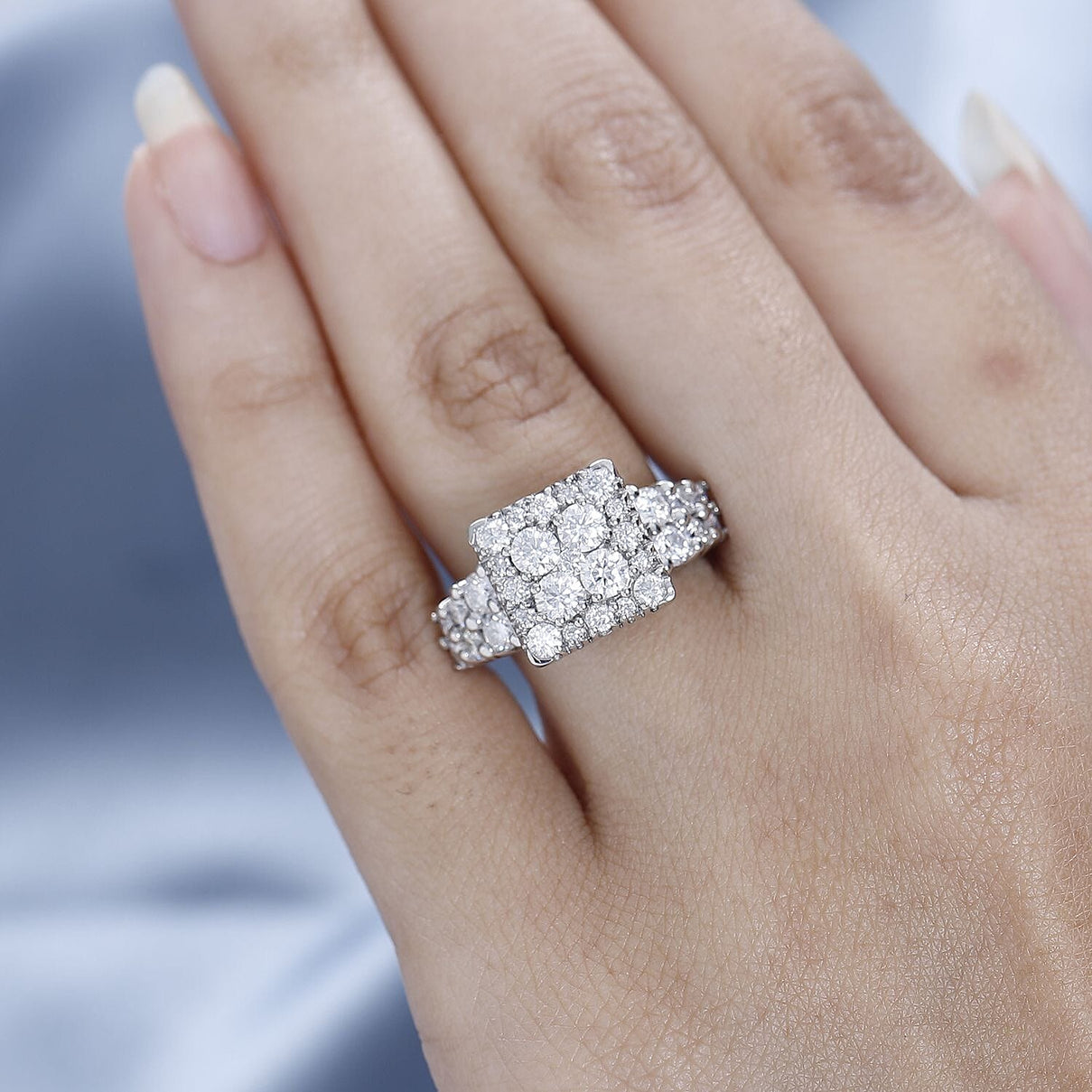 Moissanite Boat Ring in Platinum Overlay Sterling Silver 2.04 Ct 7573383 2