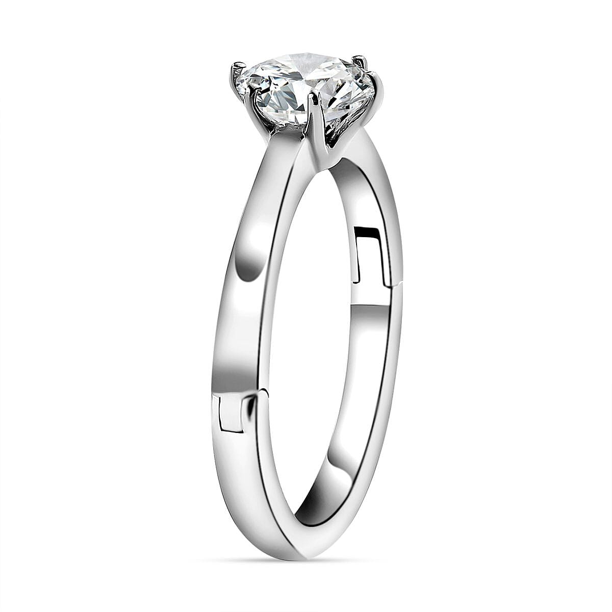 Moissanite Openable Solitaire Ring in Sterling Silver with Platinum Plating 7043778 4