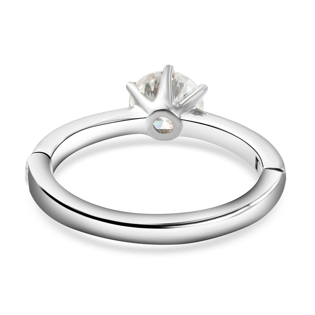 Royal Bali Collection - D'Joy Moissanite Solitaire Openable Ring in Platinum Overlay Sterling Silver 0.94 Ct.