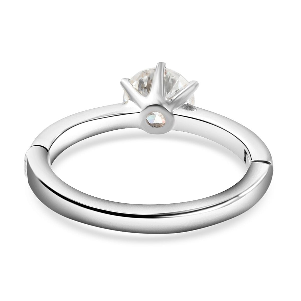 Moissanite Openable Solitaire Ring in Sterling Silver with Platinum Plating 7043778 5