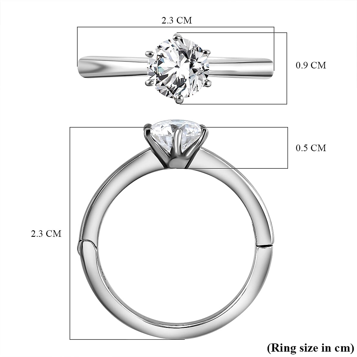 Moissanite Openable Solitaire Ring in Sterling Silver with Platinum Plating 7043778 6