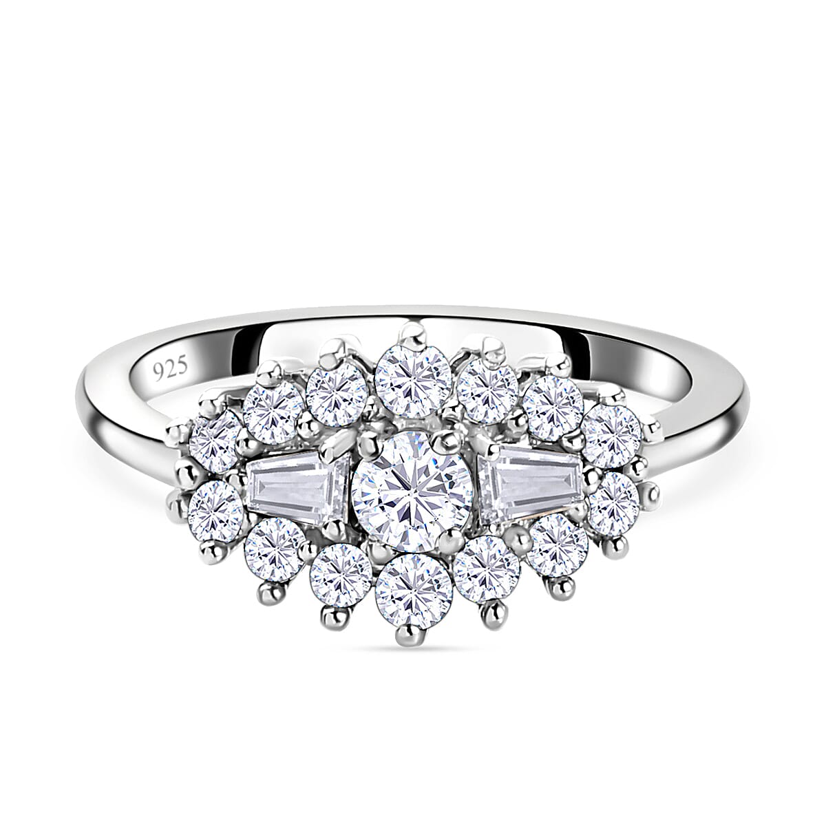 Moissanite Boat Ring in Platinum Overlay Sterling Silver 7168895 0