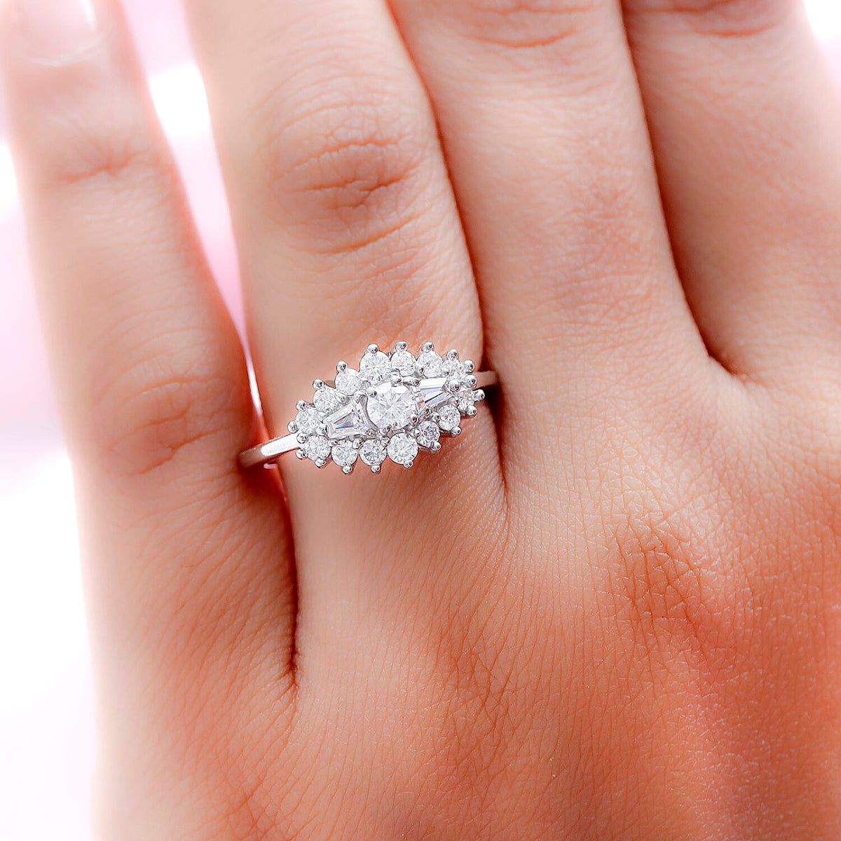 Moissanite Boat Ring in Platinum Overlay Sterling Silver 7168895 2
