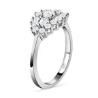 Moissanite Boat Ring in Platinum Overlay Sterling Silver