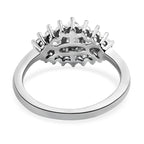 Moissanite Boat Ring in Platinum Overlay Sterling Silver