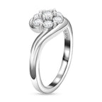 Moissanite Ring in Platinum Overlay Sterling Silver