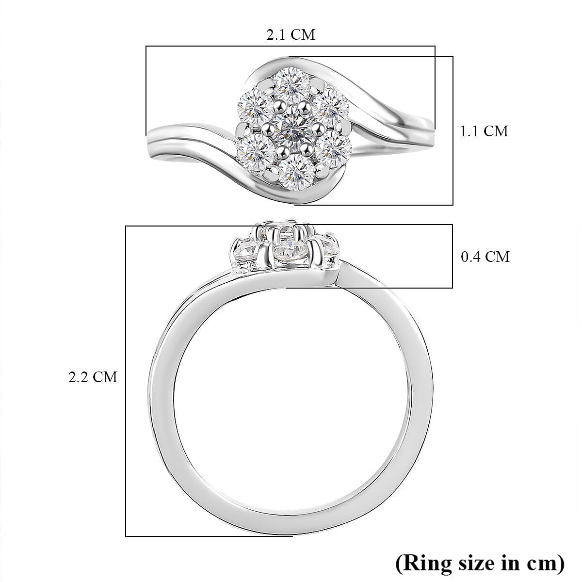Moissanite Ring in Platinum Overlay Sterling Silver V32638928 11