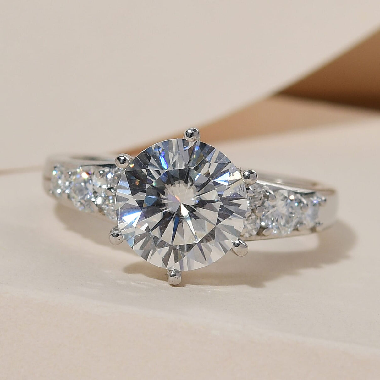Moissanite Ring in Platinum Plated Sterling Silver 2.43 Ct. 8731904 2