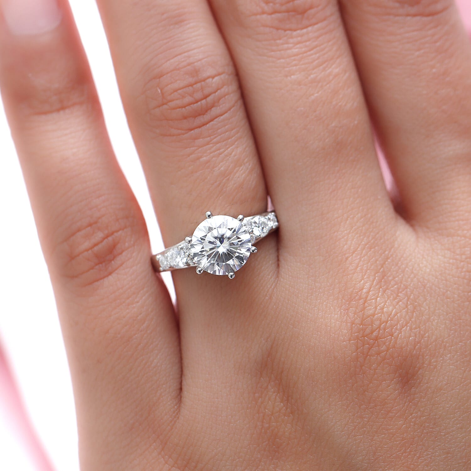 Moissanite Ring in Platinum Plated Sterling Silver 2.43 Ct. 8731904 3