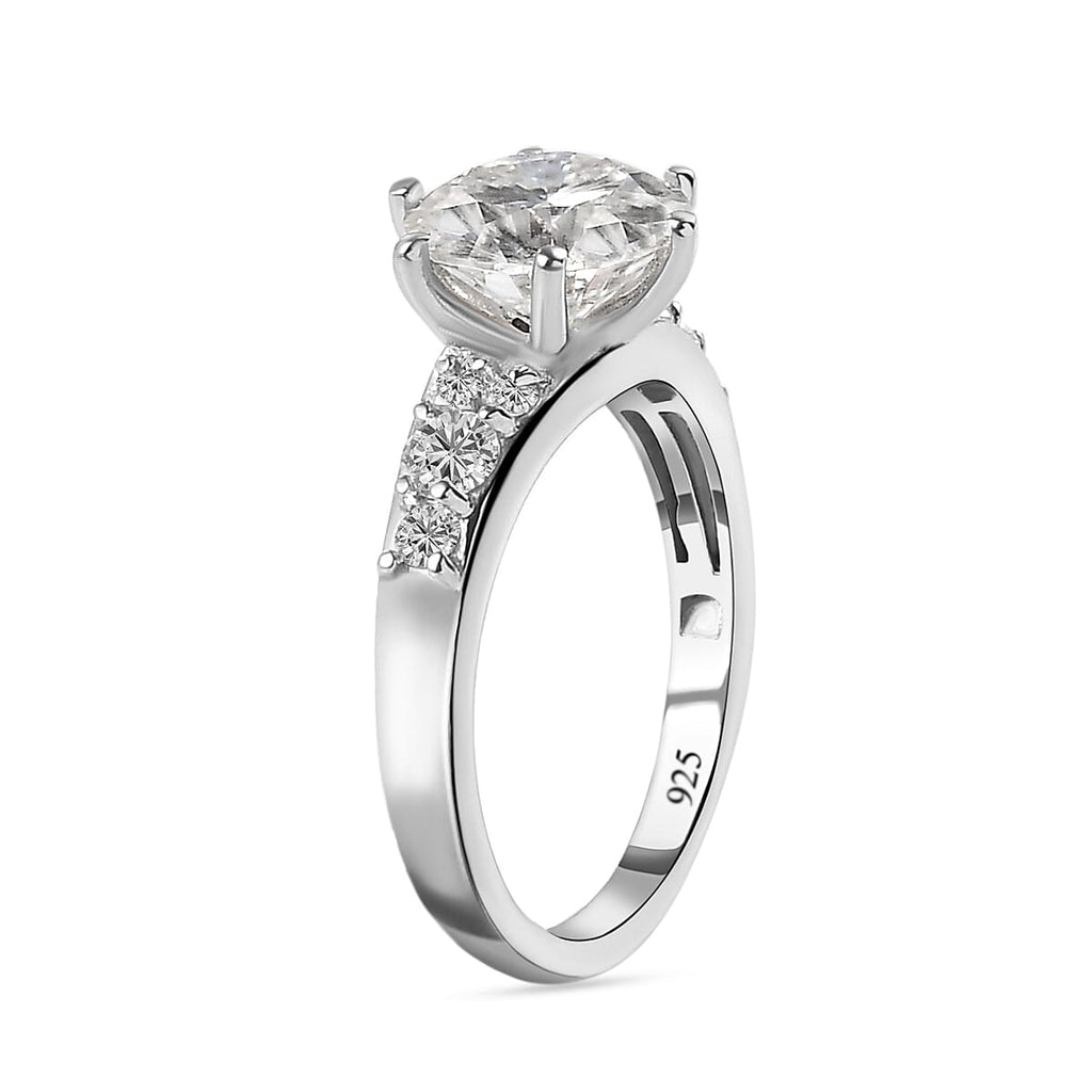 Moissanite Ring in Platinum Overlay Sterling Silver 2.43 Ct.