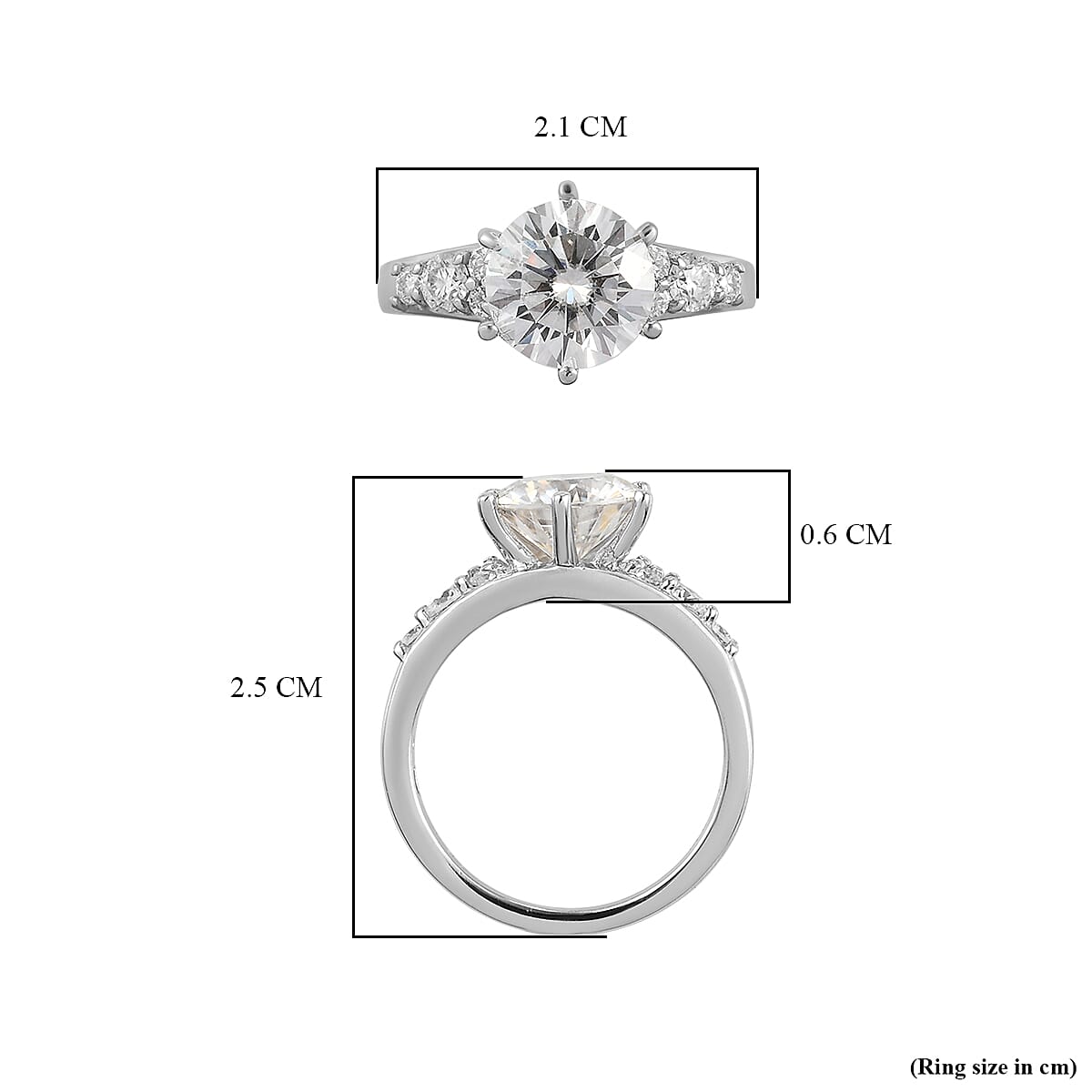 Moissanite Ring in Platinum Plated Sterling Silver 2.43 Ct. 8731904 6