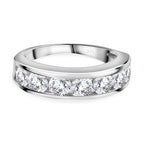 Moissanite Half Eternity Ring in Rhodium Overlay Sterling Silver 1.68 Ct