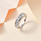 Moissanite Half Eternity Ring in Rhodium Overlay Sterling Silver 1.68 Ct