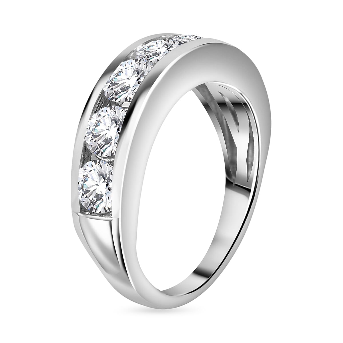 Moissanite Half Eternity Ring in Rhodium Overlay Sterling Silver 1.68 Ct 7783966 3