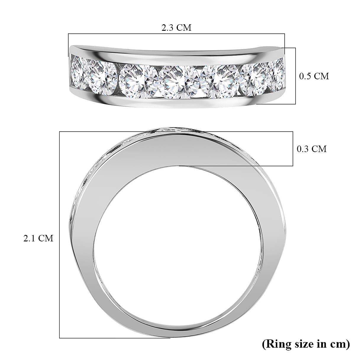 Moissanite Half Eternity Ring in Rhodium Overlay Sterling Silver 1.68 Ct 7783966 5