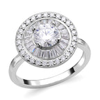 Moissanite Ring (100 Facets) in Rhodium Overlay Sterling Silver 2.09 Ct