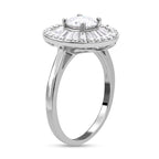 Moissanite Ring (100 Facets) in Rhodium Overlay Sterling Silver 2.09 Ct