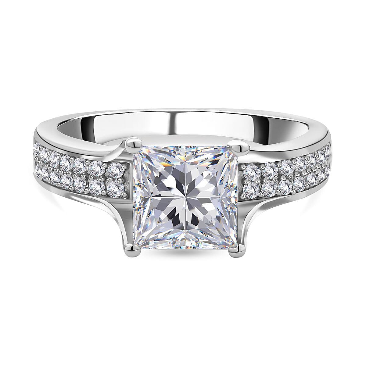 Moissanite Ring in Rhodium Overlay Sterling Silver 2.35 Ct. 7269960 0