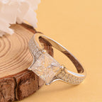 Moissanite (Princess Cut) Ring in Rhodium Overlay Sterling Silver 2.35 Ct.