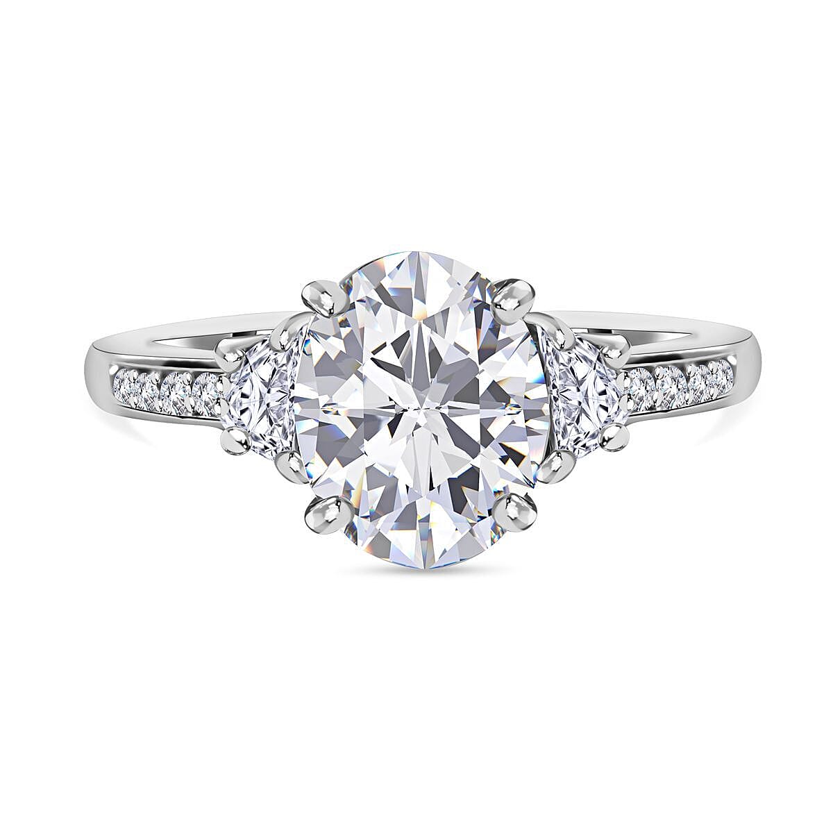 Moissanite Ring in Rhodium Overlay Sterling Silver 2.60 Ct. Metal Wt - 4.00 Gms. 7436969 0