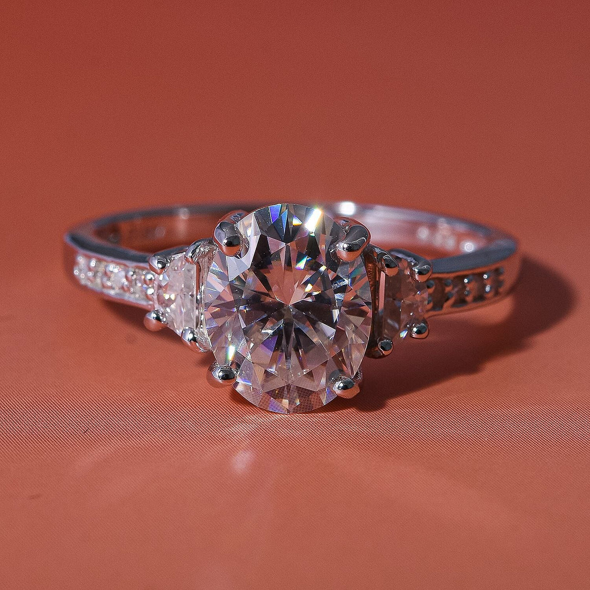 Moissanite Ring in Rhodium Overlay Sterling Silver 2.60 Ct. Metal Wt - 4.00 Gms. 7436969 3