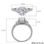 Moissanite Ring in Rhodium Overlay Sterling Silver 2.60 Ct. Metal Wt - 4.00 Gms.