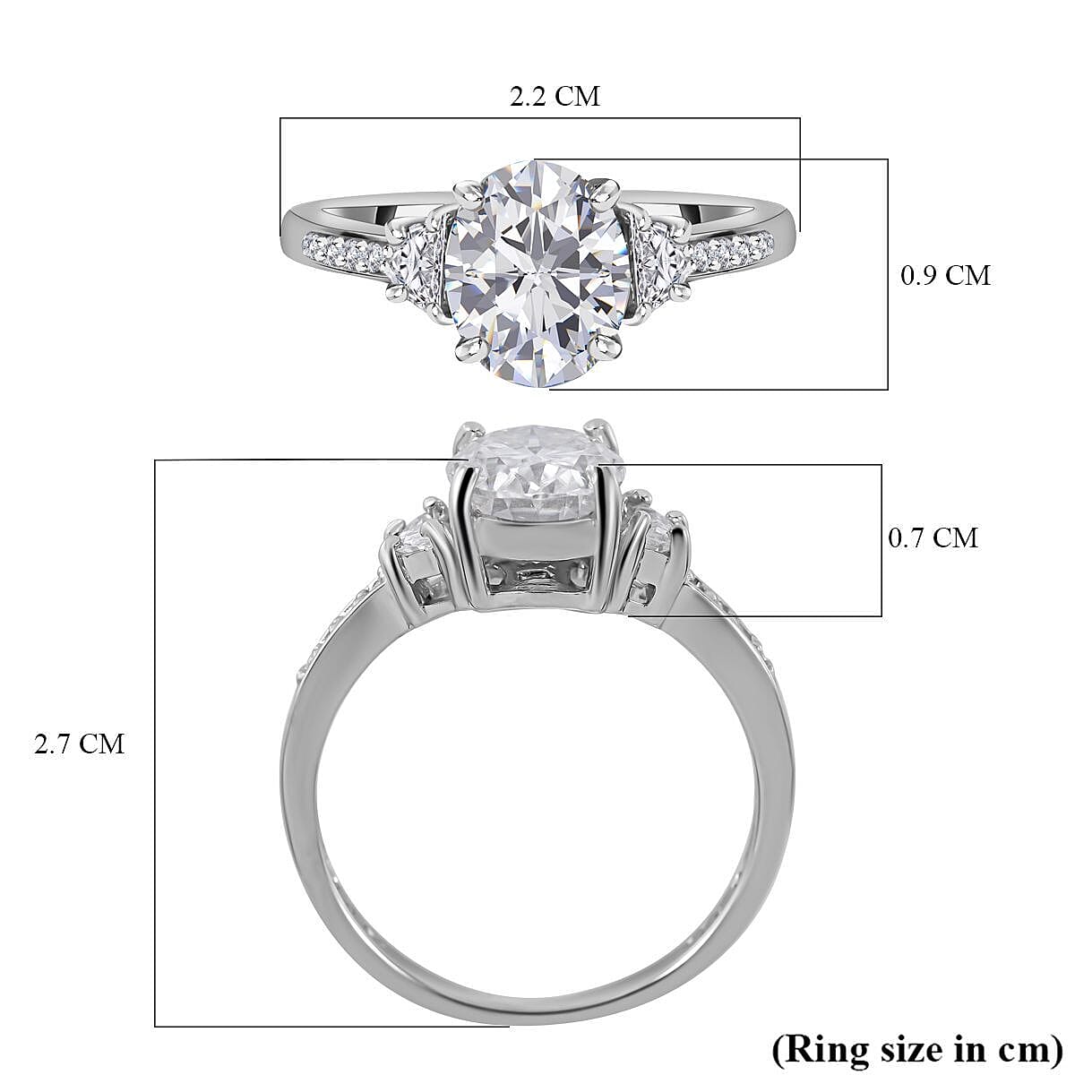 Moissanite Ring in Rhodium Overlay Sterling Silver 2.60 Ct. Metal Wt - 4.00 Gms. 7436969 11