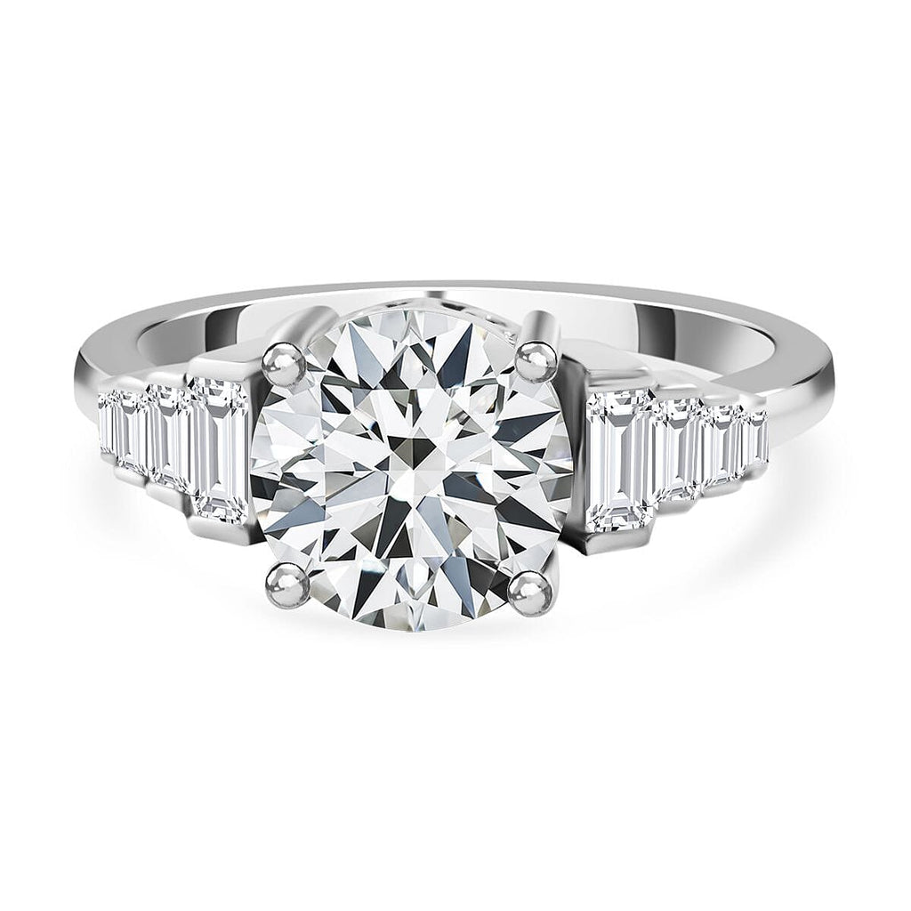 Moissanite Ring in Rhodium Overlay Sterling Silver 2.60 Ct.